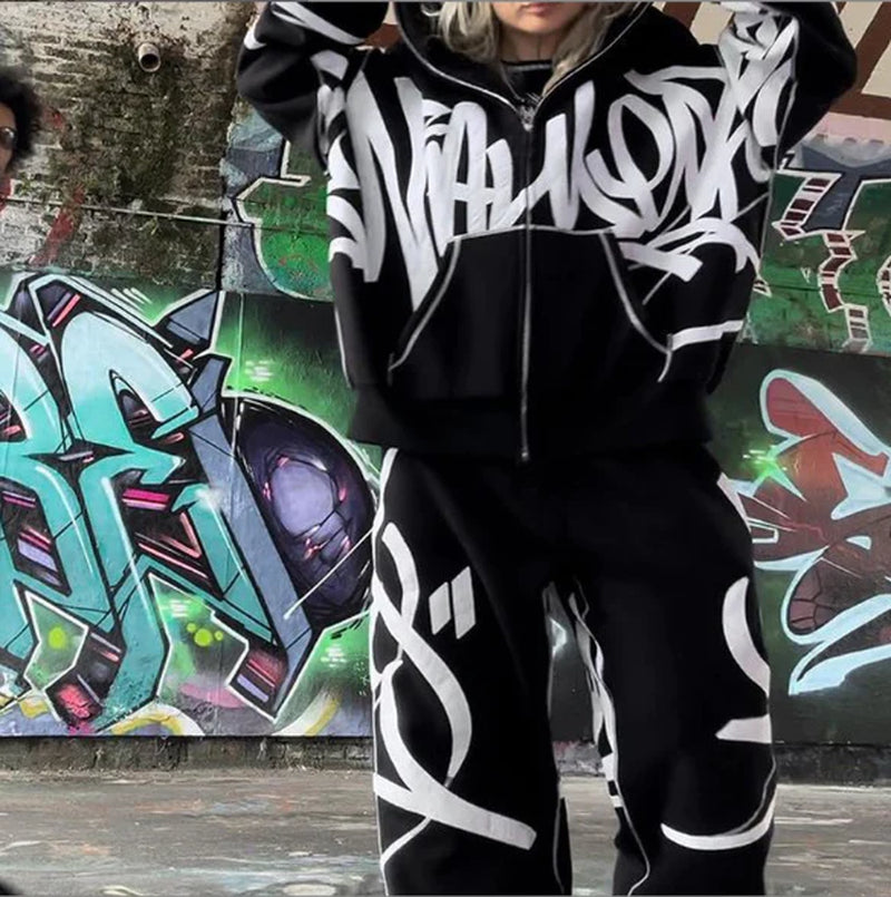 ZSIIBO Graffiti Zip Hoodie & Pants - New Collection 2023
